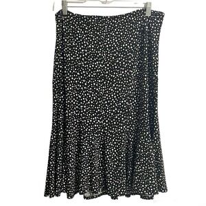 Laura Ashley Elastic Waist Pull On Midi Skirt Black Dots Medium Petite V…